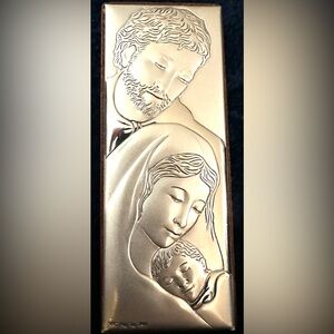 NWT NEW Valenti & Co Italy Hand Made Sterling Silver Wood Icon Plaque Mary Jesus